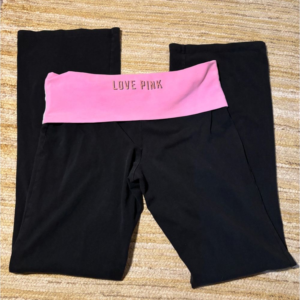 Victorias secret pink yoga size large black pink flare y2k